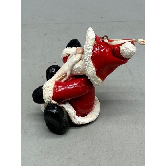 Christmas tree ornament Santa sitting waving red white 2.5" READ - Picture 4 of 6